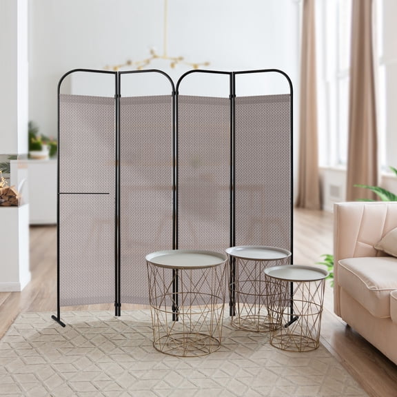DECOLAB 4-Panel Room Divider, Folding Room Partition Wall for Home, Office, 68"x71", Waltz