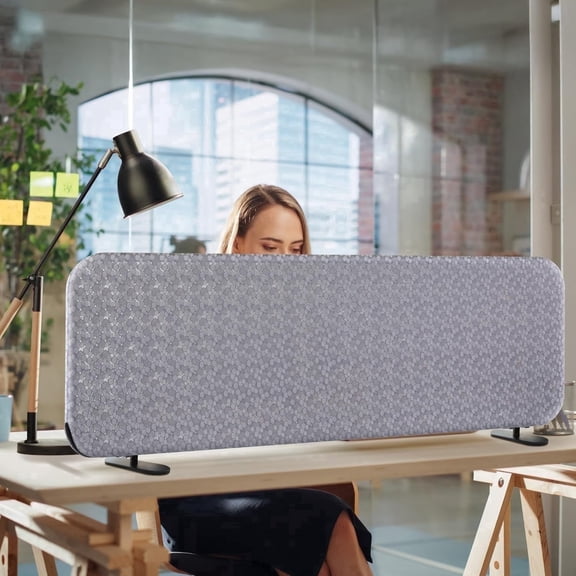 DECOLAB Freestanding Desk Divider, Table Partition Screen for Office, Home, Classroom, 48"x18", Dandelion