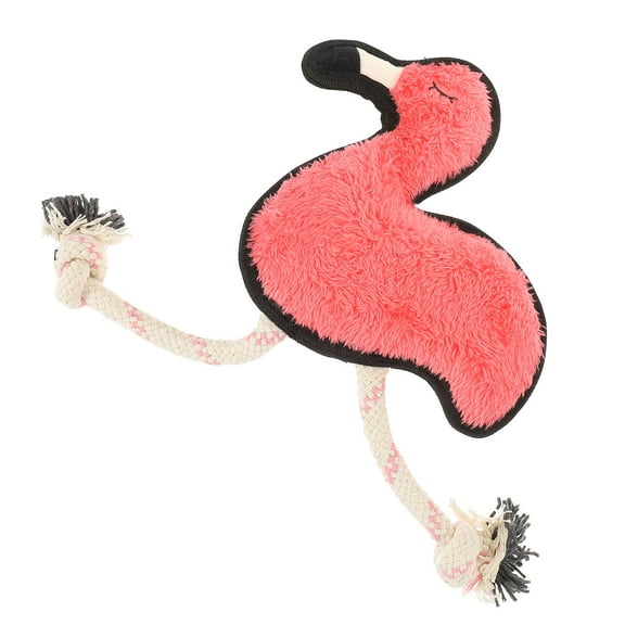 DECOMELODY 1 Set Cartoon Animal Shape Flamingo Plush Squeaky Dog Toy for Indoor Playing 6.5x1.8x12.8in