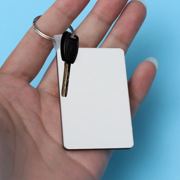 DECOMELODY 10Pcs White Blank Keyrings for Craft Square Shape Density Board Festive Decoration