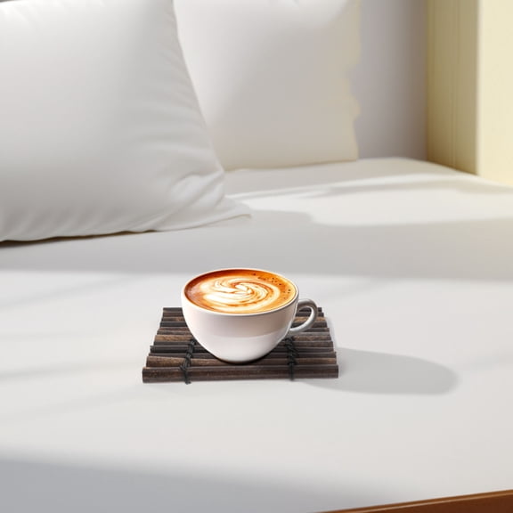 DECOMELODY 1Pack Teacup Pad Bamboo Square 13.0X13.0X0.4In Heat Insulation Smooth Finish Kitchen Use