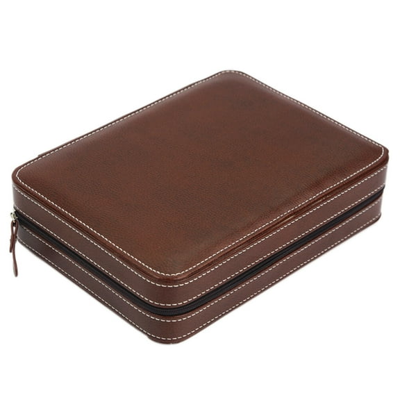DECOMELODY 1Pcs Brown Rectangular Pu Leather Watch Box for Men and Women 9.4x7.1x2.3in