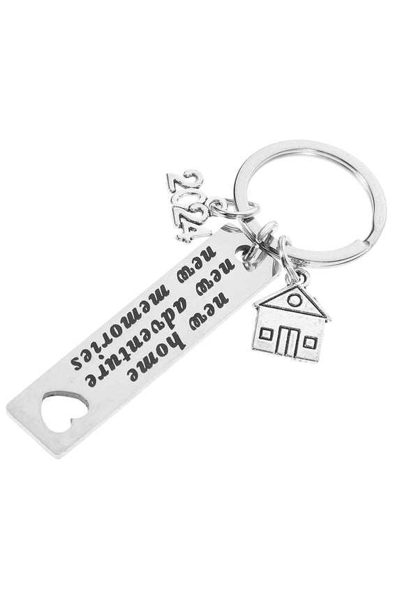 House Pendant Keychain Silver 1Pack 2.0x0.5x0.06in