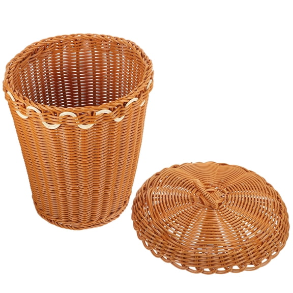 DECOMELODY 1Set Weaving Storage Basket Brown PP Material for Household Toys Sundries Laundry Hamper Use in Home