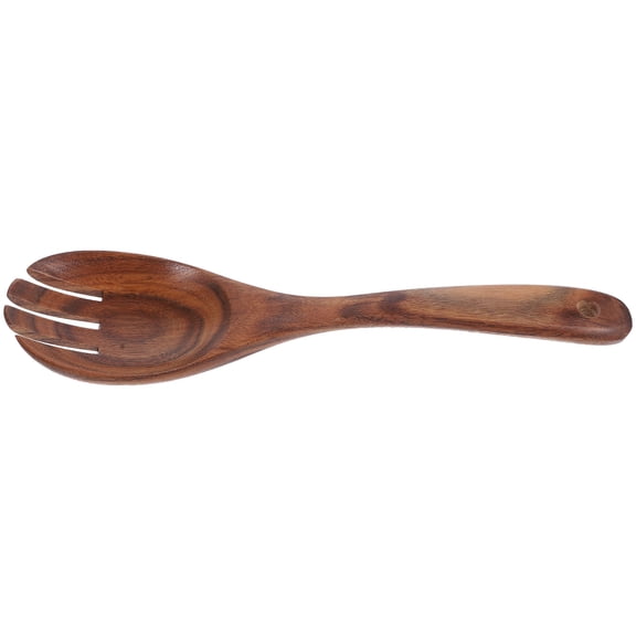 DECOMELODY 1Set Wood Salad Fork Spoon Natural Rustic Look Acacia 11.0x2.7x0.8in Cooking Serving Tool