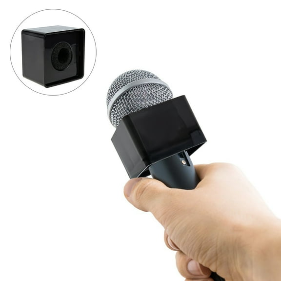 DECOMELODY 2Pcs Black Square Cube Shaped Mic Mark Portable Microphone Logo Station for Outdoor Interviews