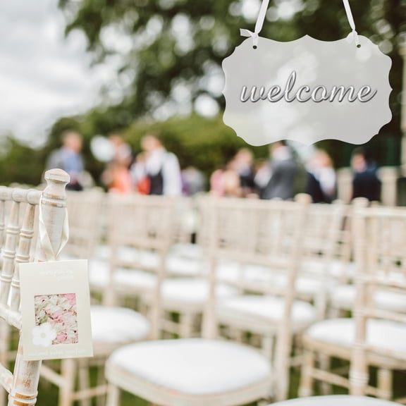 DECOMELODY 3 Pcs Acrylic Reserved Signs for Wedding Chairs Elegant Design .04X5.89X0.08in