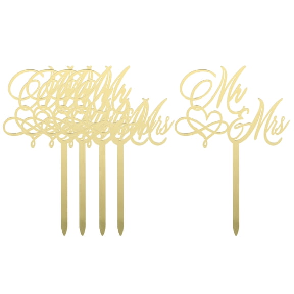 DECOMELODY 5pcs Mr And Picks Versatile Acrylic Cake Toppers For Wedding Engagement And