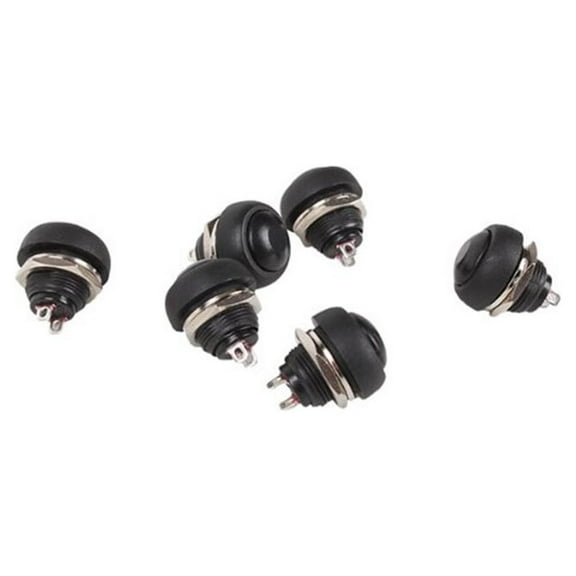 DECOMELODY 6Pack Reset Push Button for Car and Boat Black Round 12Mm Mounting Hole Plastic