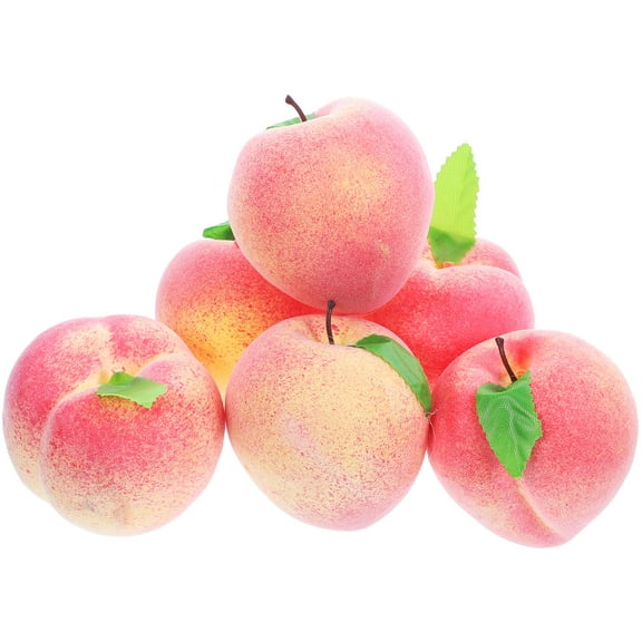 DECOMELODY 6pcs Artificial Peach Decor Miniature Fake Peaches for Desktop Display