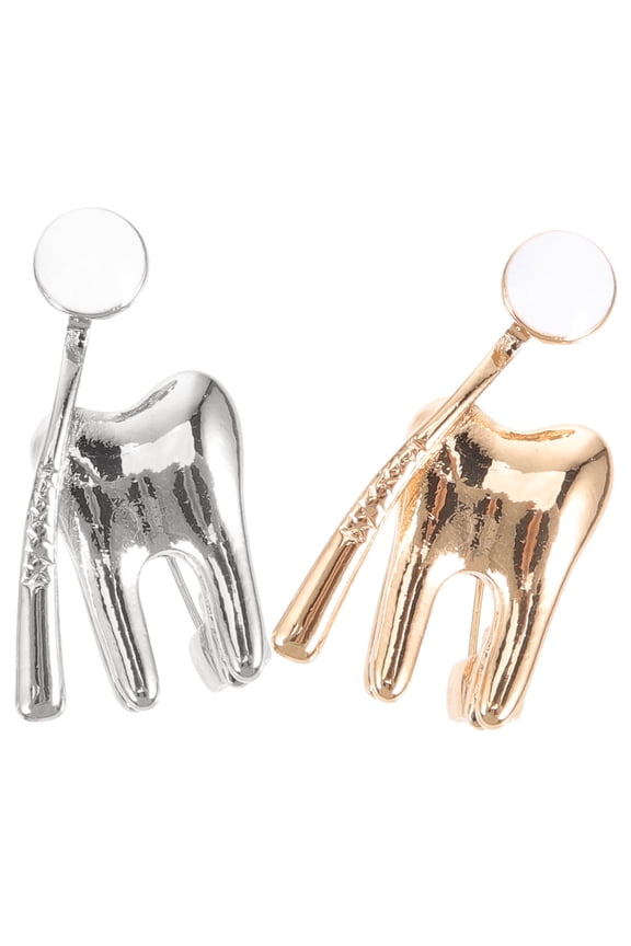 Charming Alloy Tooth Shaped Brooch Pin for Decor Assorted Color Fits Hats Clothes BagsScarves 2 Pieces