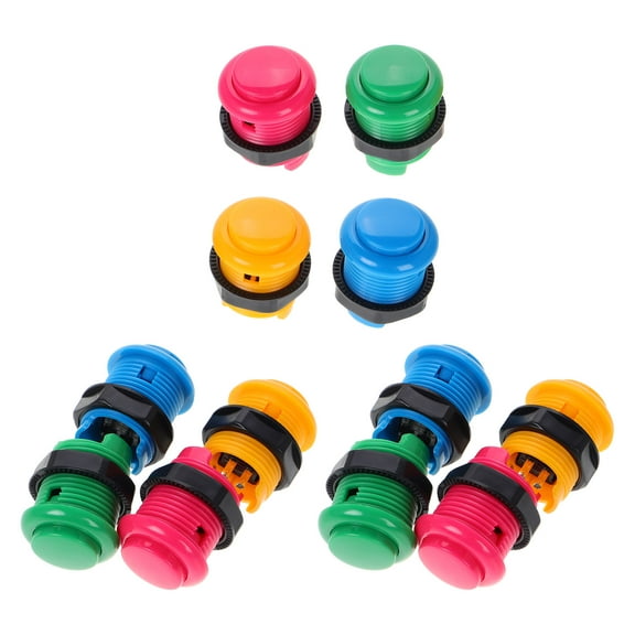 DECOMELODY Push Button Switches 12Pcs Round Metal Plastic for Casual Gamers Street Video Games