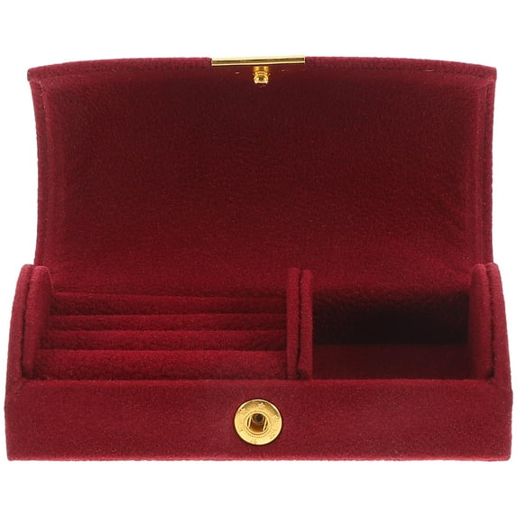 DECOMELODY Rectangular Small Jewelry Box 1Pack Dark Red Color Aesthetic Design for Women and Kids Daily Use