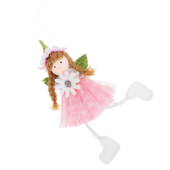 DECOMELODY Spring Hanging Ornament Pink Plastic Gauze Foam Felt Fabric 1Set Angel Doll Decor for Room