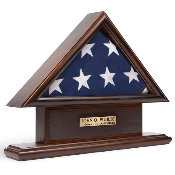 DECOMIL 3x5 Flag Display Case, Solid Wood Shadow Box, Cherry Finish