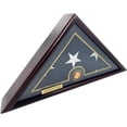 thumbnail image 1 of DECOMIL 5x9 Flag Display Case for American Veteran Burial Flag - Solid Wood, Cherry Finish, Flat Base - Marine Corps - Customize Name Plate, 1 of 3