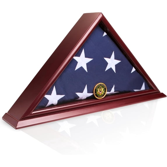 DECOMIL 5x9 Flag Display Case for Burial Flag, Solid Wood Shadow Box, Wall Mount or Freestanding