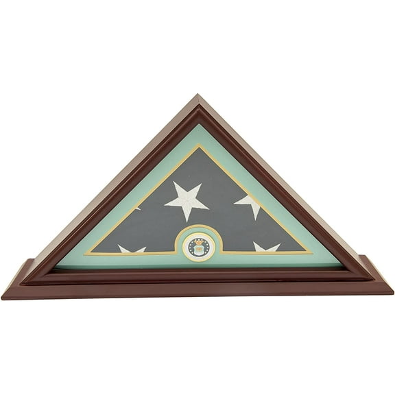 DECOMIL Burial Flag Display Case | Shadow Box for 5x9 Funeral Flag |Folded Flag Case | Air Force Logo