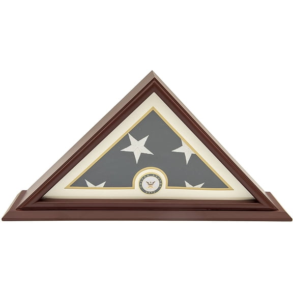 DECOMIL Burial Flag Display Case | Shadow Box for 5x9 Funeral Flag |Folded Flag Case | Navy Logo