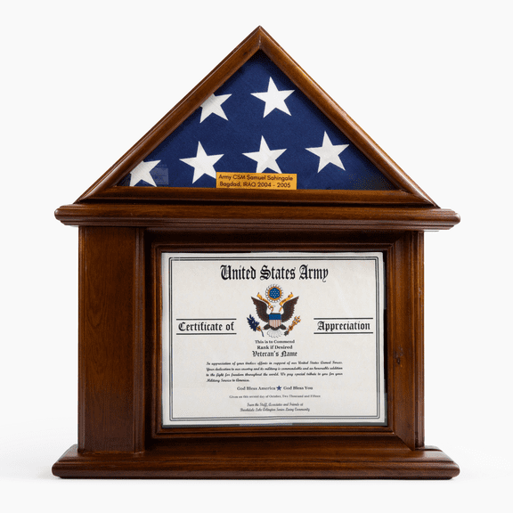 DECOMIL Flag Display Case with Certificate Customize (Flag Case with Certificate - 2) - Customize Name Plate