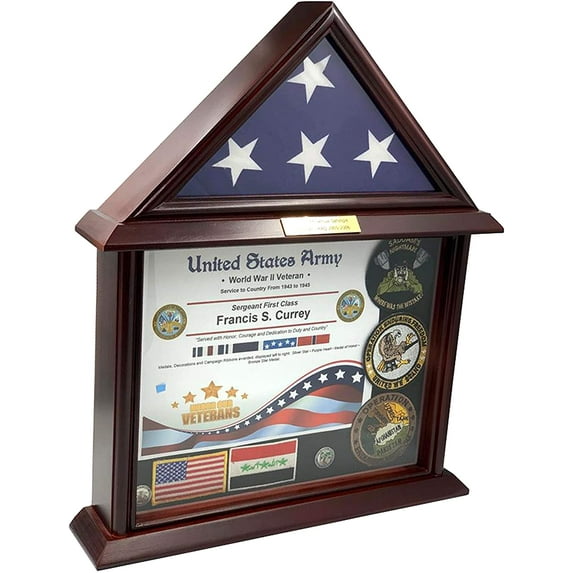 DECOMIL Flag Display Case with Certificate Customize (Flag Case with Certificate) - Customize Name Plate