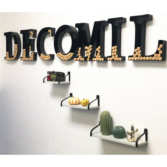 DECOMIL Floating Shelves Wall Mounted, Rustic Wood Wall Storage Shelves Set of 3 for Any Wall Space for Living Room, Bathroom, Bedroom, Kitchen, Garage, and Office (Grey)