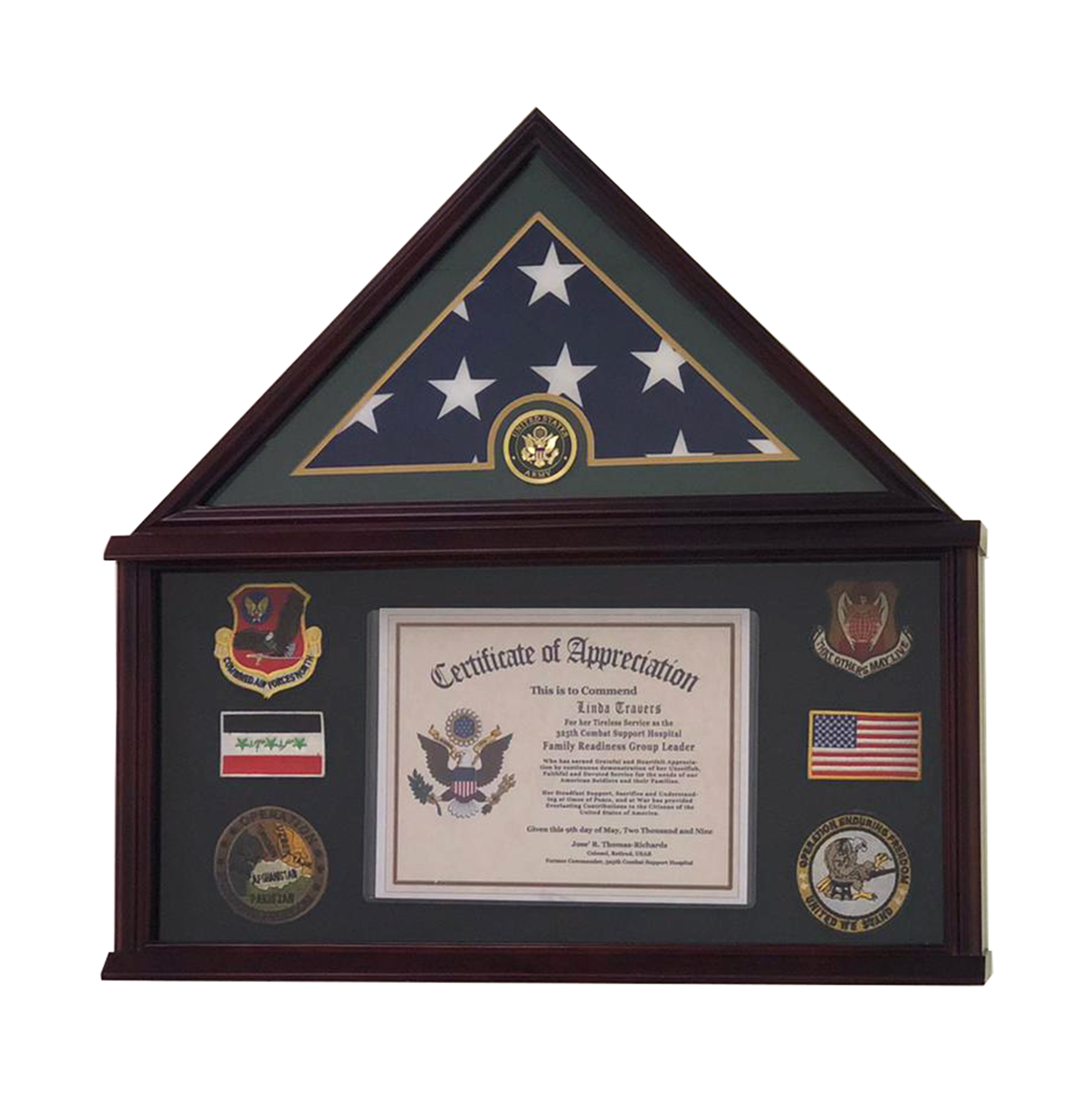 Large Military Shadow Box Frame Memorial Burial Funeral Flag