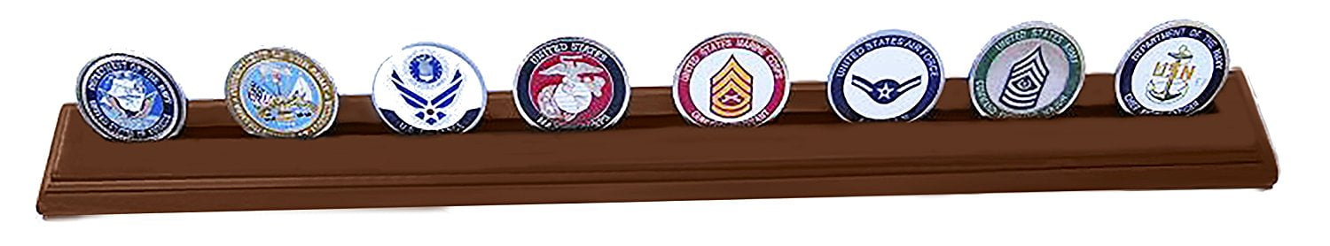 DECOMIL - Military Collectible Challenge Coin Holder, (Large, 1 Rows), Walnut