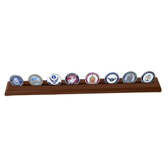 DECOMIL - Military Collectible Challenge Coin Holder, (Large, 1 Rows), Walnut