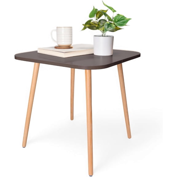 DECOMIL - Modern Square Side Table, End Table for Small Places, Living Room, Office, Balcony, End Table for Coffee, Laptop - Brown