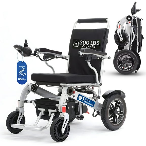 DECOMIL Motorized Intelligent Wheelchair for Adults, Electric Wheelchair for Seniors, 300 Lbs Capacity, Foldable and Lightweight, 2x250W Motors, 15 Miles Range, Portable Wheelchair for Elders