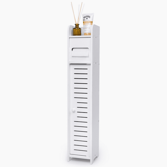 DECOMIL Slim Bathroom Storage Cabinet, Freestanding, White