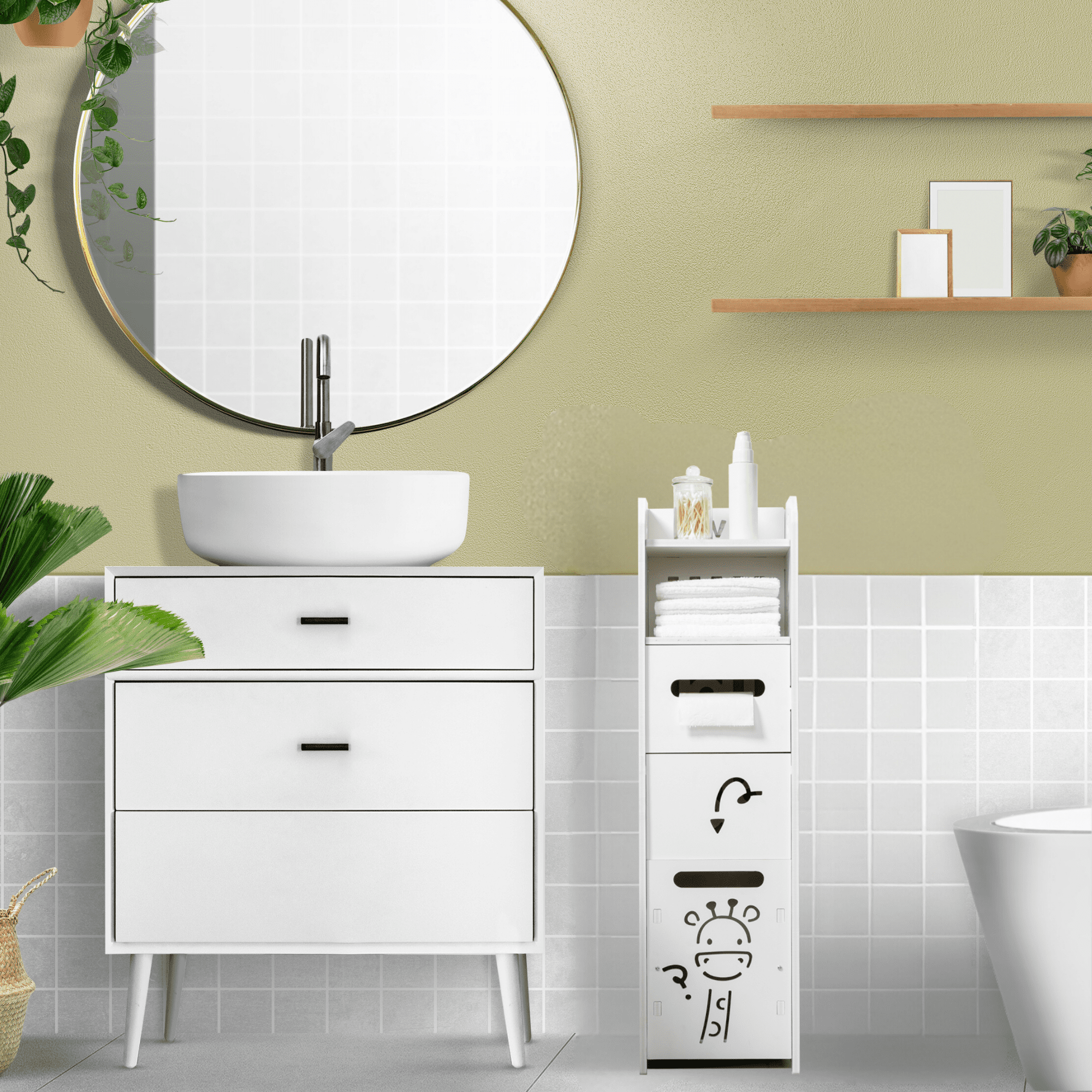 DECOMIL - Small Bathroom Storage Cabinet, Bathroom Storage Organizer ...