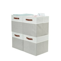 DECOMOMO Cube Storage Bins, 11 inch Storage Cubes Set of 4, Light Grey and White