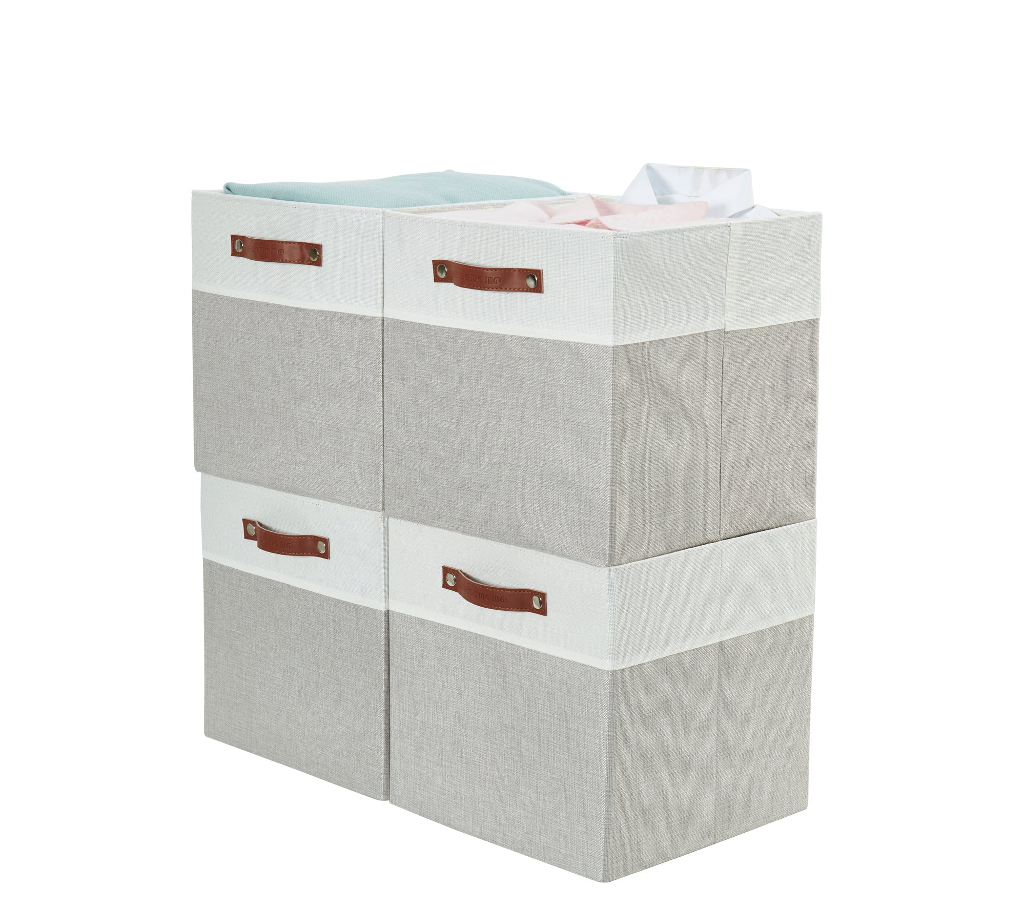 Cube Storage Bins, 13 inch Storage Cubes Set of 4, Light Grey
