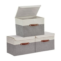 DECOMOMO Decorative Storage Boxes with Lids, Set of 3, Grey and White