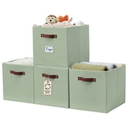 DECOMOMO 13x15x13 Large Cube Storage Bin, Fabric Storage Bin, Organizing Cubes (Green, Set of 4)