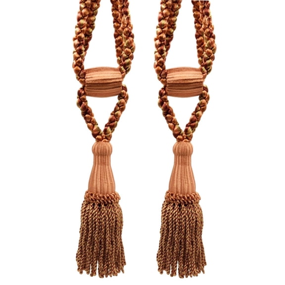 DECOPRO Beautiful Curtain & Drapery Tassel Tieback, Adjustable Cord Length with Elegant Bullion Design, Tassel Length 5 1/2" (14cm), Spread 24" (61cm) # TBC055SPR24, #PR21 Set of 2