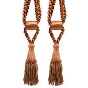 DECOPRO Beautiful Curtain & Drapery Tassel Tieback, Adjustable Cord Length with Elegant Bullion Design, Tassel Length 5 1/2" 14cm, Spread 24" 61cm # TBC055SPR24, #PR21 Set of 2