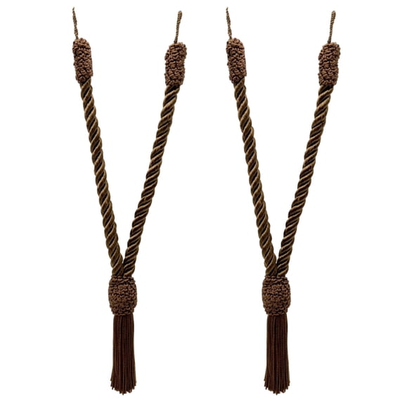 DECOPRO Beautiful Hand-Crafted Small Curtain & Drapery Tassel Tieback with Crown Tassel Design, Tassel Length 4" (10cm), Spread 17" (43cm) # TBCT04, Espresso Brown #E29 (Dark Brown) Set of 2