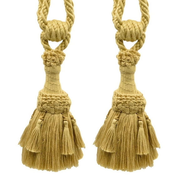 DECOPRO Beautifully Handcrafted Curtain & Drapery Tassel Tieback with Matte Finish, Tassel Length 6" (15cm), Spread 30" (76cm) # TBEMP6, Dark Gold #D03 (Dark Yellow Gold) Set of 2