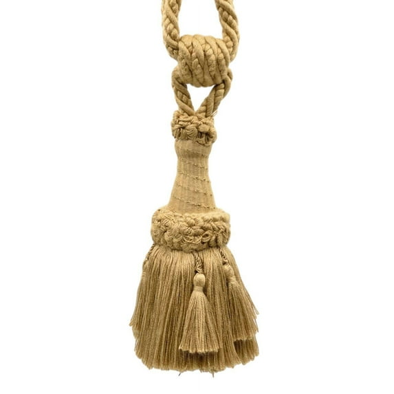 DECOPRO Beautifully Handcrafted Curtain & Drapery Tassel Tieback with Matte Finish, Tassel Length 6" (15cm), Spread 30" (76cm) # TBEMP6, Golden Beige #E16C (Dark Gold Beige) Sold Individually