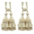 thumbnail image 1 of DECOPRO Beautifully Handcrafted Curtain & Drapery Tassel Tieback with Matte Finish, Tassel Length 6" (15cm), Spread 30" (76cm) #TBEMP62, Cream Ivory #W13 (White Ivory, Cream Ivory, Off White) Set of 2, 1 of 2