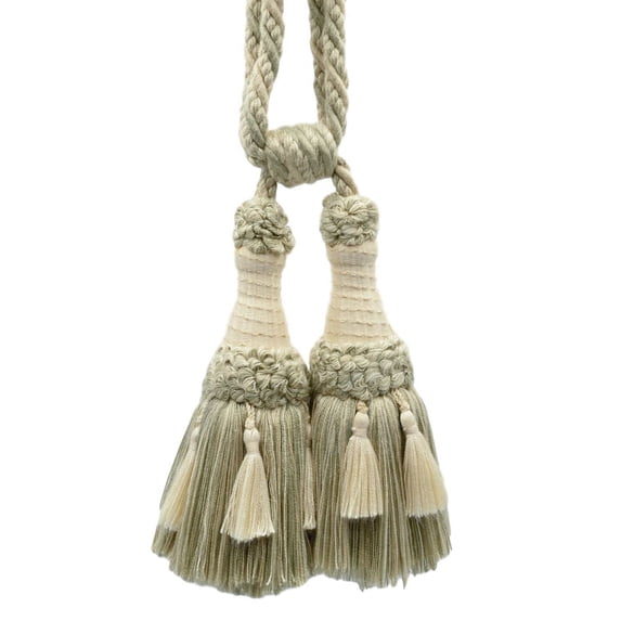 DECOPRO Beautifully Handcrafted Curtain & Drapery Tassel Tieback with Matte Finish, Tassel Length 6" (15cm), Spread 30" (76cm) # TBEMP62, Oat Ivory #W119 (White Ivory, Light Beige) Set of 4