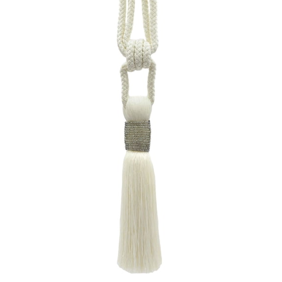 DECOPRO Classic Beaded Curtain Tassel Tieback, Handcrafted with Diamond Braided Cord and Seed Bead Vintage Design, Tassel Length 7" (17.5cm), Spread 34" (86cm) # TBBE7, #A3 Sold Individually