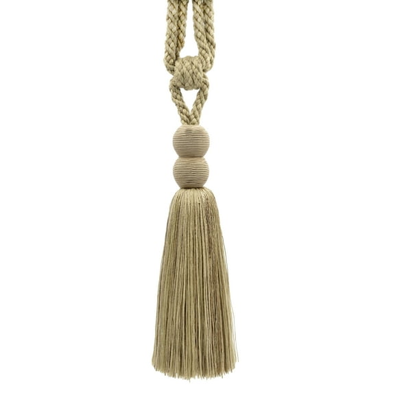 Contemporary,Modern / Oatmeal, Grain, Dark Sand, Sandstone / Curtain and Drapery Tassel Tieback / 9 1/2 inch (24cm) Tassel / 30 inch (76cm)Spread (Embrace) / Style#: TBV9 / Color: VNT3 - Mushroom