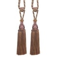 thumbnail image 1 of DECOPRO Elegant Criss Cross Curtain & Drapery Tassel Tieback, Tassel Length 10" (25cm), Spread 30" (76cm) # TBIC1, Sage Rose Pink #1010 (Light Pink, Sage Green, Light Beige) Set of 2, 1 of 3