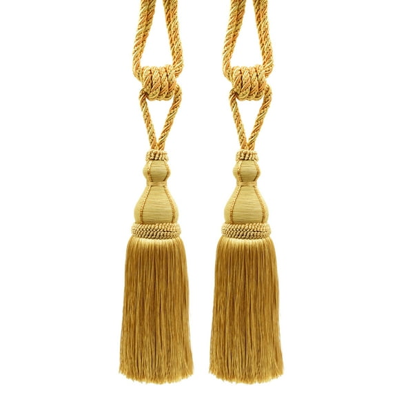 DECOPRO Elegant Large Tassel Tieback for Curtains & Draperies, Tassel Length 12" (30.5cm), Spread 30" (76cm) # TBH15, Canary Gold #4875 (Dark Gold, Yellow Gold) Set of 2