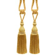 DECOPRO Elegant Large Tassel Tieback for Curtains & Draperies, Tassel Length 12" 30.5cm, Spread 30" 76cm # TBH15, Canary Gold #4875 Dark Gold, Yellow Gold Set of 2