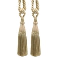 thumbnail image 1 of DECOPRO Elegant Lustrous Curtain Tassel Tieback, Tassel Length 8 1/2" (21.5cm), Spread 30" (76cm) # TBC085, Shell Ivory #PR01 (White Ivory, White Gold, Light Beige) Set of 2, 1 of 6